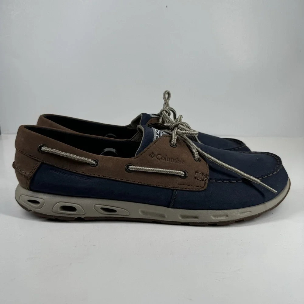 Columbia PFG Bonehead Vent Men's US 14 Navy Blue Leather Boat Shoes BM4438-464